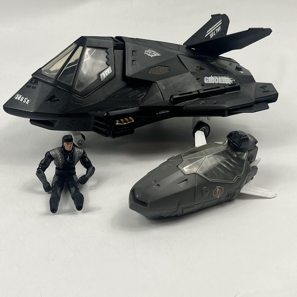 G.I. Joe Nighthawk Jet Cobra Moccasin Vehicle Complete 2003 Spy Troop Ace Figure